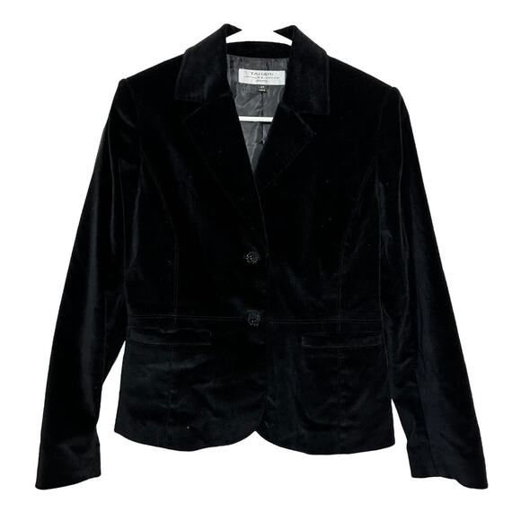 Tahari Velvet Blazer Suit Jacket Two-Button Notch Lapel Black 6 Petite - Picture 1 of 5